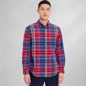 Ralph Lauren Men’s Custom Fit Madras Plaid Shirt XL Red Blue Yellow Long Sleeve